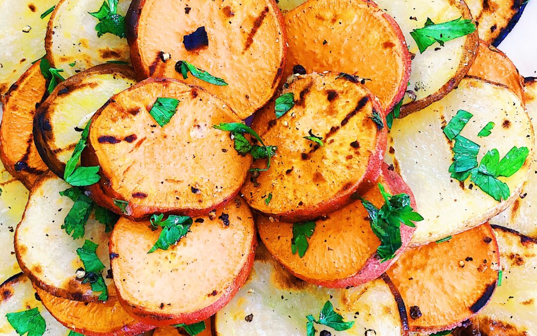 Healthy Garlic And Herb Grilled Potato Chips